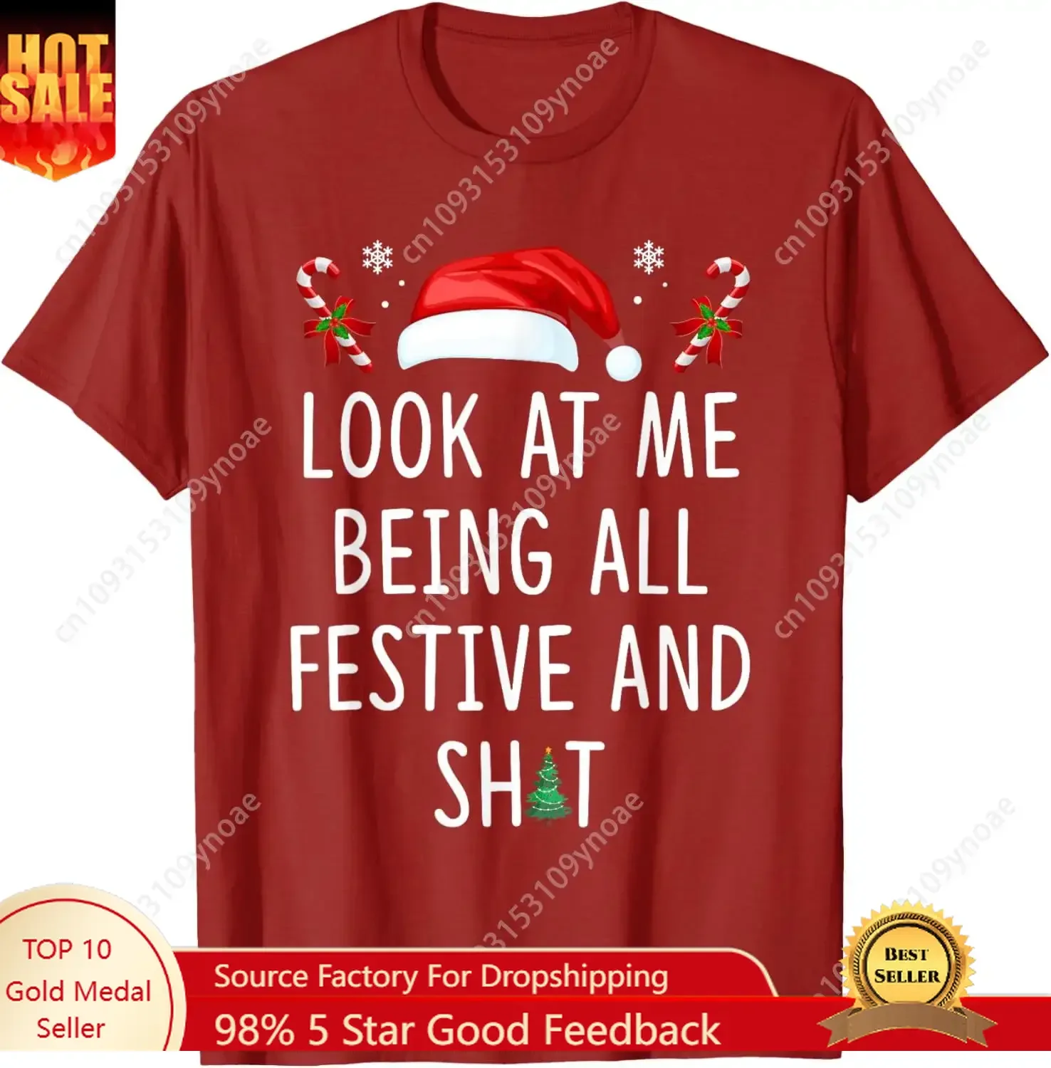 

Look At Me Being All Festive And Shit Funny Christmas Tree TShirt Man Women Cotton Tee Soft Shirt Breathable Top Short Sleeves