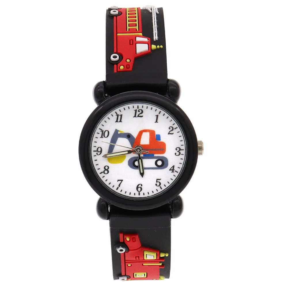 Moda Cartoon Fire truck Silicone Strap Relógios Crianças Criança Meninos Meninas Estudantes relógios digitais meninos relógios relógio do bebê