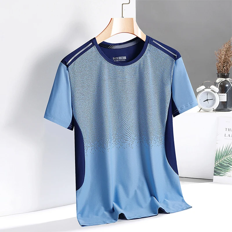 T-Shirt Dla Mężczyzn Sportowy Harajuku O-neck Krótki Rękaw Rekreacyjny Luźny Męski T-shirt Letni Szybkoschnący Materiał Top Olśniewająca Koszulka