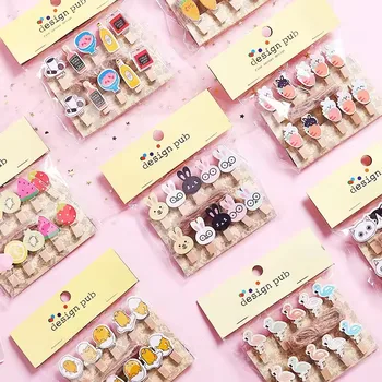 대마 밧줄 사진 종이 Clothespin 공예 클립 파티 장식 클립과 10 개/몫 크리 에이 티브 만화 동물 나무 클립