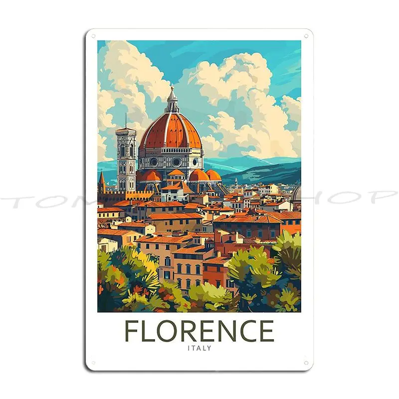 Minimalistic Florence Italy Metal Plaque Poster Wall Mural Garage Bar Party Plates Customized Tin Sign Poster