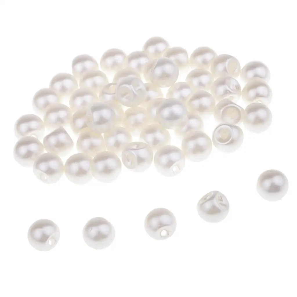 50Pcs White Pearl Flatback Embellishment Wedding Favours Decor 10mm 12mm