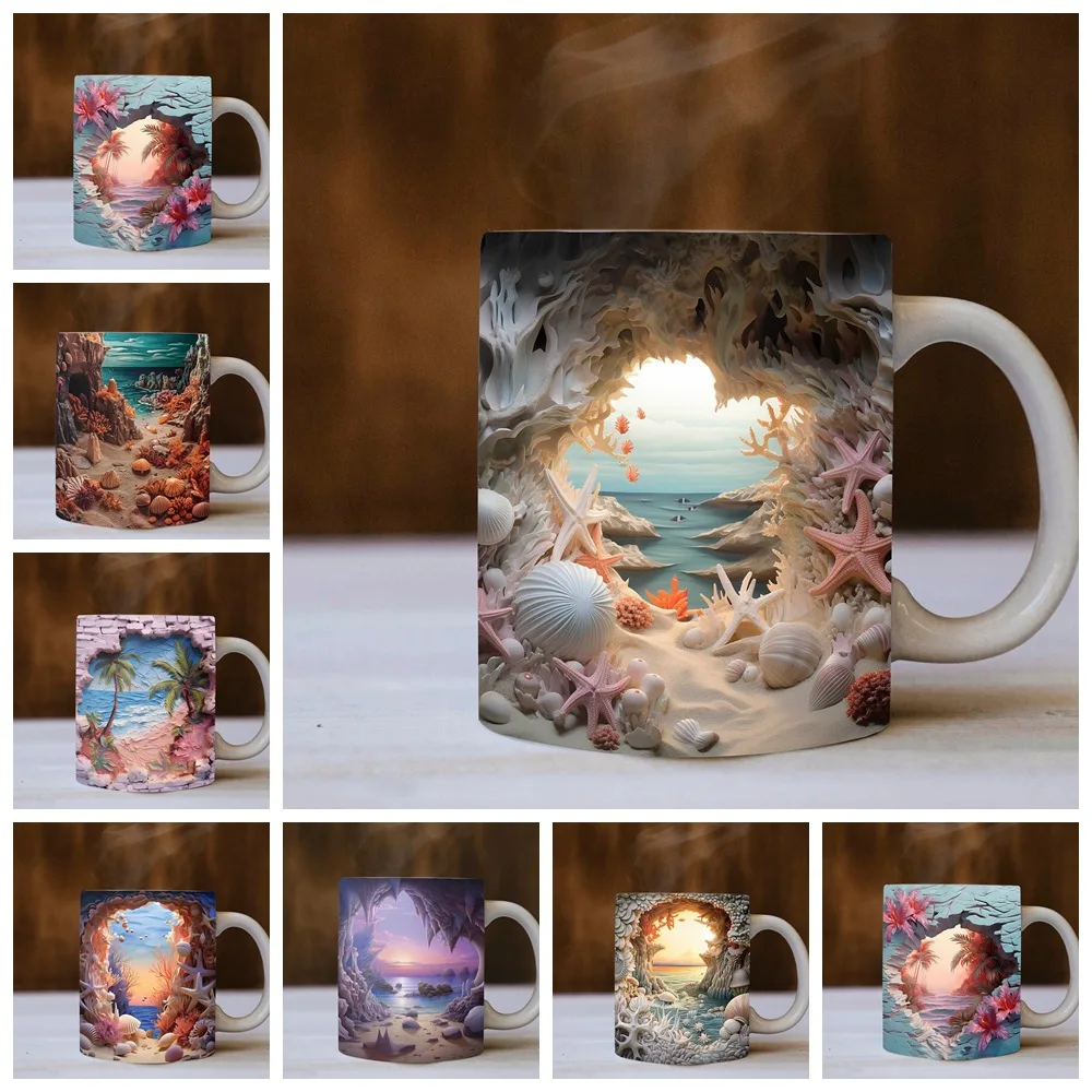 New Products in December, New Products, Sea World Ceramic Cups, Shells, Islands, Office and Home Drinking Cups