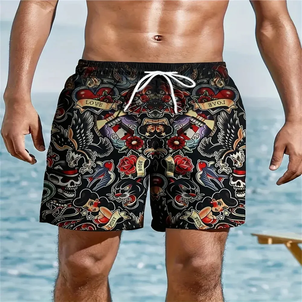 Men's Fine 3D Fish Element Printed Shorts Men's Summer Fashion Trend Casual Comfort Breathable Quick Drying Ultra-Thin Shorts