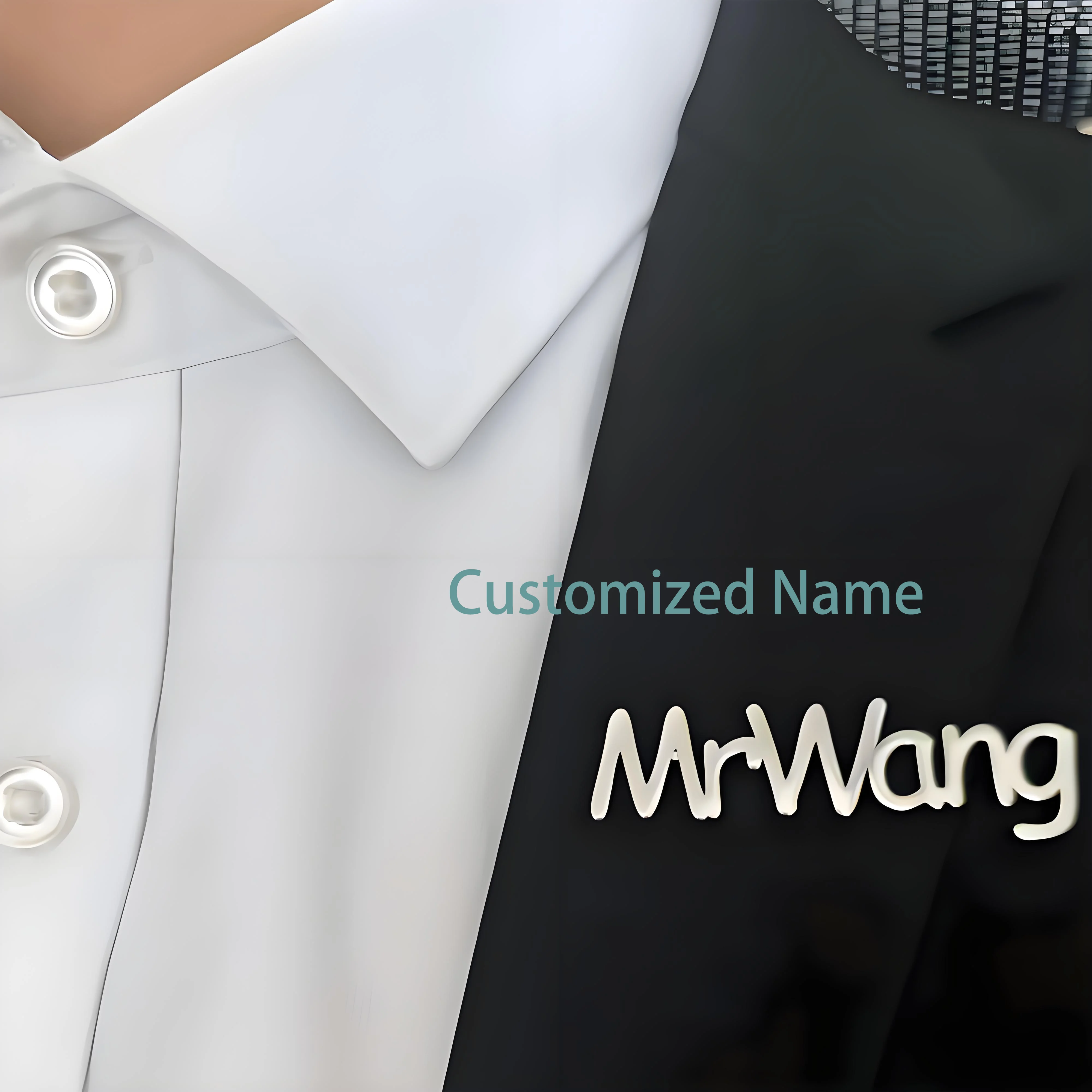 Personalized Stainless Steel Name Brooch for Men & Women, Trendy Custom - Engraved Pin Badge, Ideal for Weddings and Special