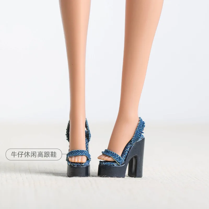 1/6 Supermodel Doll Shoes Original Design Exquisite High Heels Fashion Plush/Denim/Black Classic High Heels For Babi Xianxian