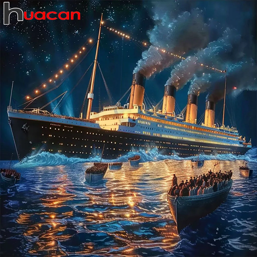 

Huacan 5D DIY алмазная живопись корабль морская лодка Алмазная мозаика пейзаж новая коллекция 2025 декоративные картины