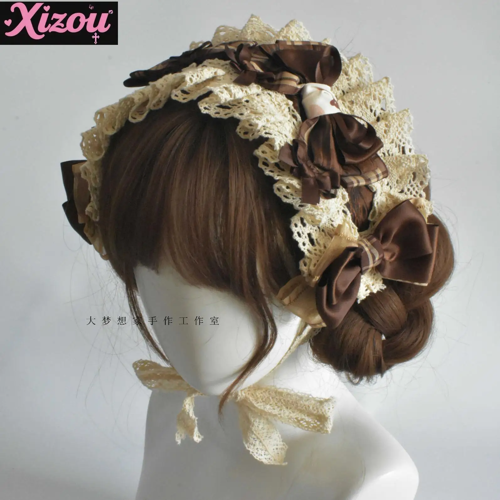 

Kawaii японский оригинальный кофе ручной работы мягкая девушка милый милый медведь бант кружево повязка на голову Лолита кукла головной убор