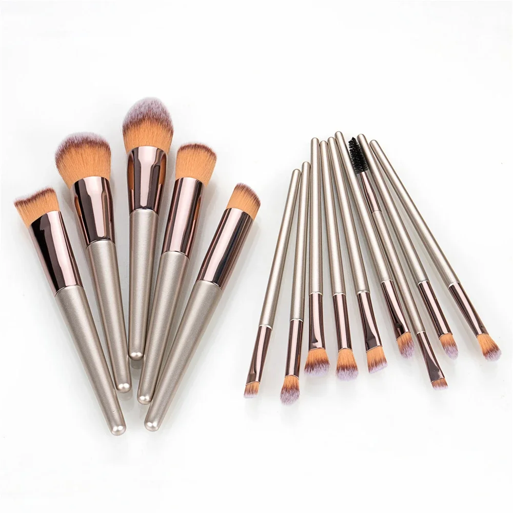 High Quality Soft Hair Wooden Handle Loose Powder Blush Foundation Contouring Eye Brush Complete Makeup Tool Set