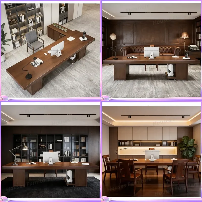 Luxury Solid Wood Office Desk CEO Executive Table Manager Boss Desk High Quality Customizable Senior Supervisor Workstation
