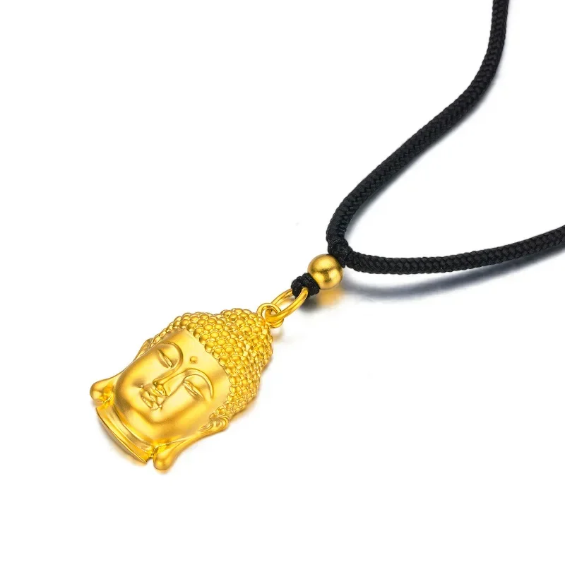 

9999 Real Gold 24K Gold Edition Unisex Pearl Nickel Ping An Buddha Head Pendant Buddha Head Necklace Gold Pendant