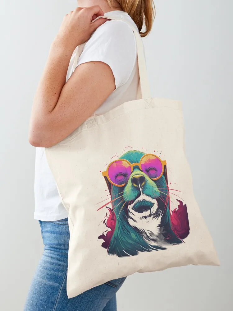 

Seal with sunglasses, harbor seal, sea lion Tote Bag Portable shopping bag hand bag personalized tote hand bags