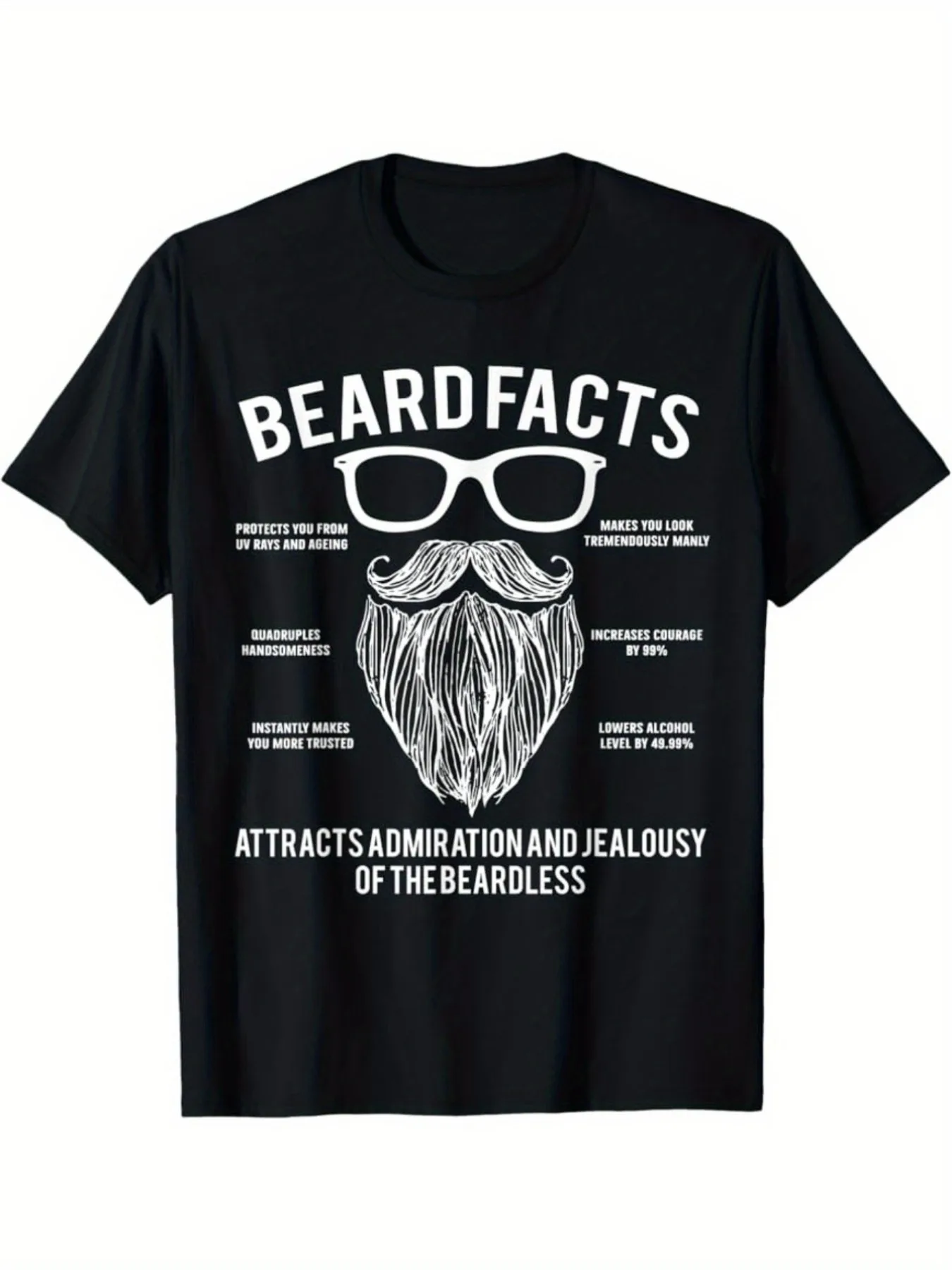 

Men's Beard Facts Graphic Cotton T-Shirt - Funny Mustache