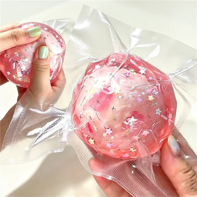 Handmade Pink Flower Ball Crunchy Crispy ASMR Squeeze Stretchy Anti‑Anxiety Toy Fidget Relief Ocean Starfish Stress Ball Gift