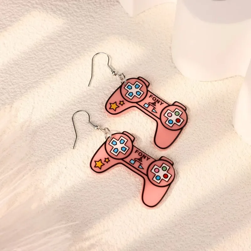 Cartoon Style Girl Game Controller Dice Card Acrylic Earrings Personalized Girl Earrings Wholesale Jewelry Accessories
