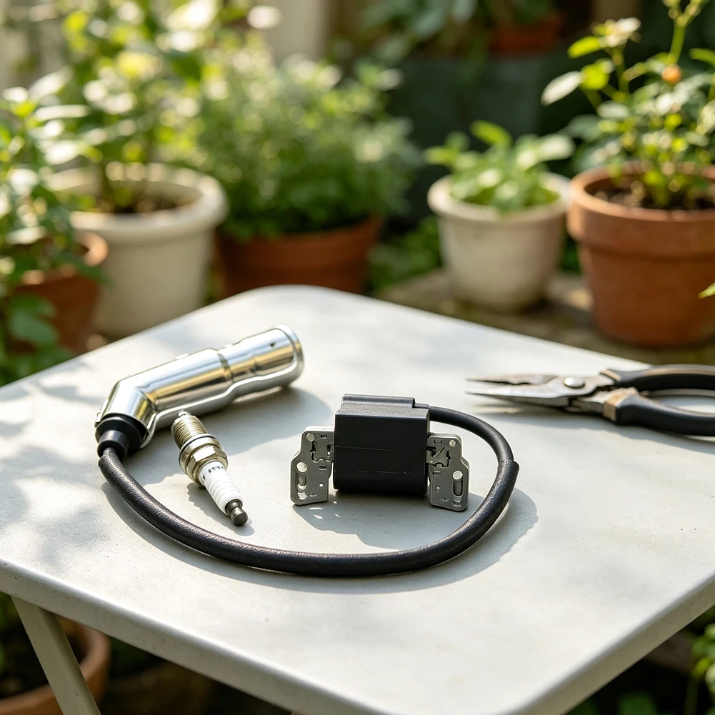 Power Tool Part Mower Ignition Part Ignition Coil Robust Metal Construction High Voltage Output Heat Resistant Design