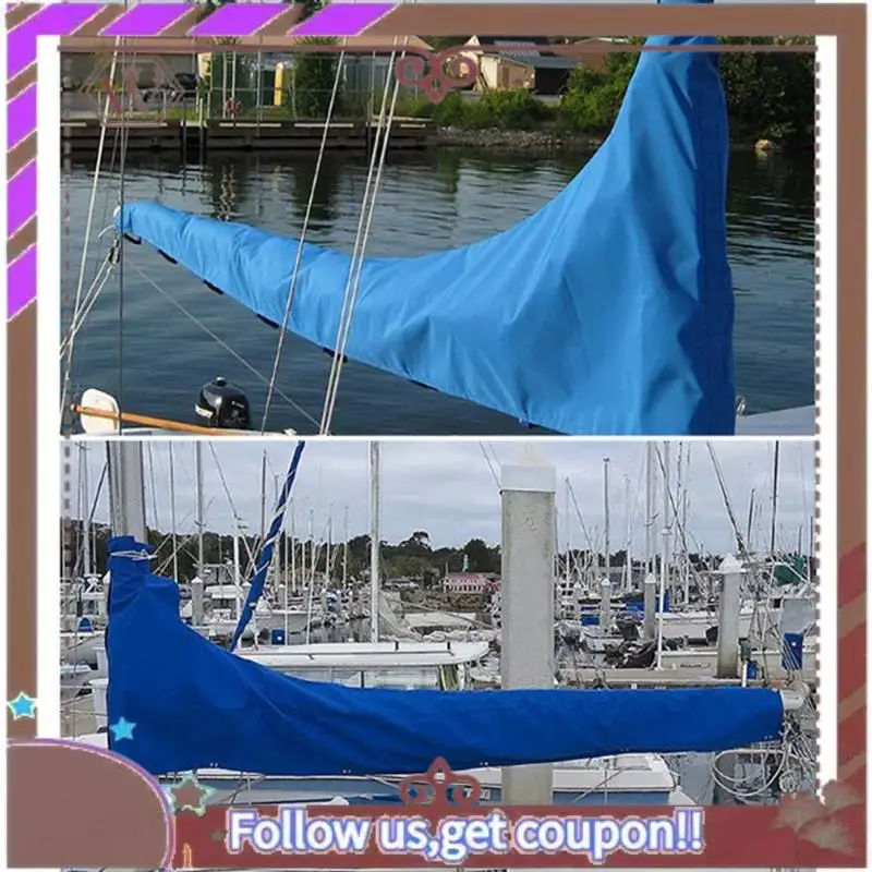 A57E-210D Waterproof Sail Cover Mainsail Boom Boat Cover Anti UV Sunshade Boom Sail Cover Dust Cover 8-9Ft