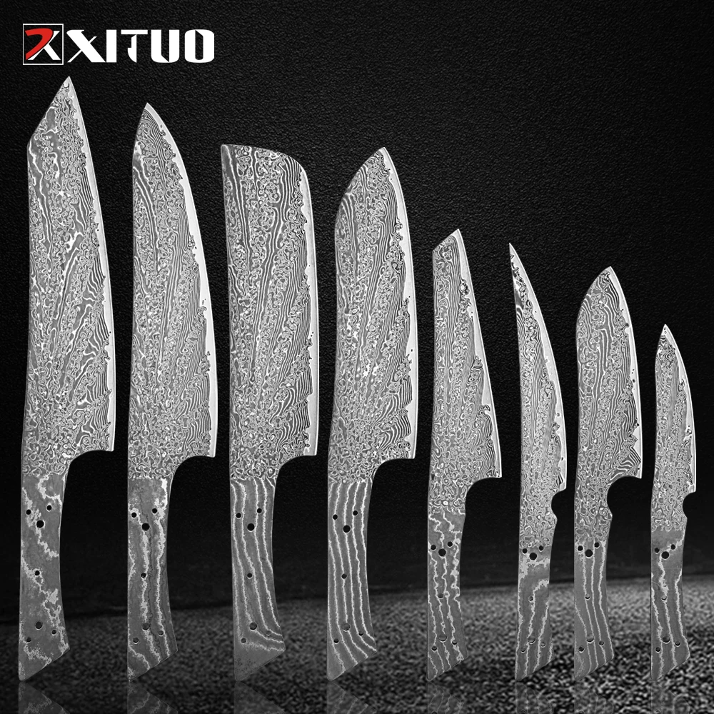 

XITUO Hand Forged Chef Knives DIY Blank Blade Japanese AUS-10 Damascus Steel Kitchen Knife DIY Making Handmade Knife NO Handle