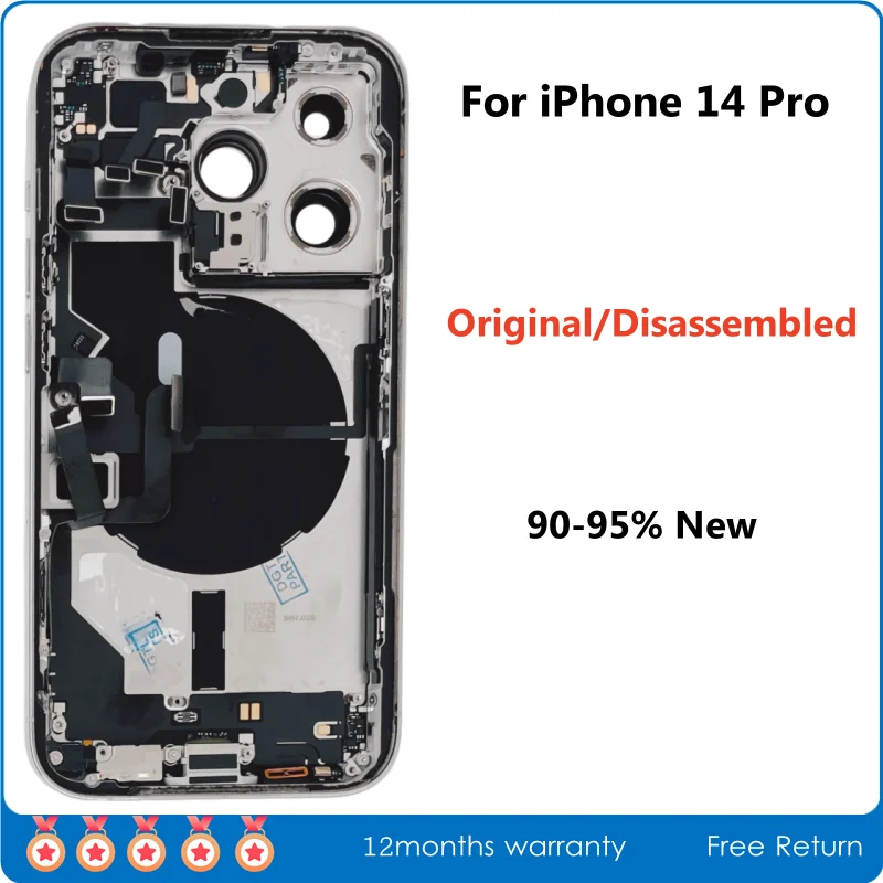 

90-95% New Original Disassembled Middle Frame Housing Back Cover For iPhone 14 Pro with NFC Wireless Charger Assembly