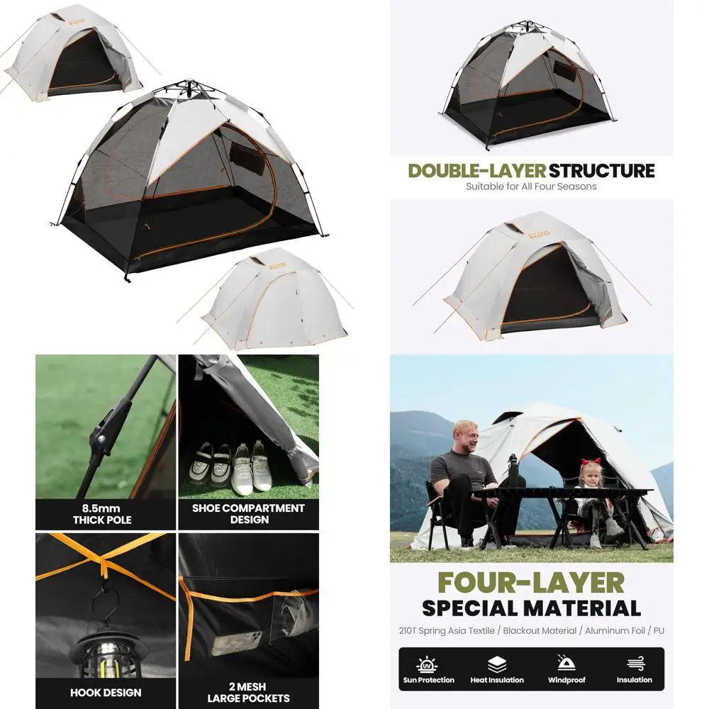 

All-Season Lightweight 2-Person Backpacking Tent, Waterproof and Weatherproof Sun Shelter, Double Layer for Outdoor Adventures