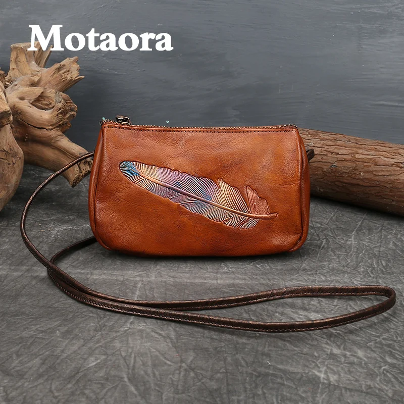 MOTAORA Retro Small Crossbody Bags For Women Genuine Leather Shoulder Designer Bags Luxury Vintage Women\'s 2024 Trend Phone Bag