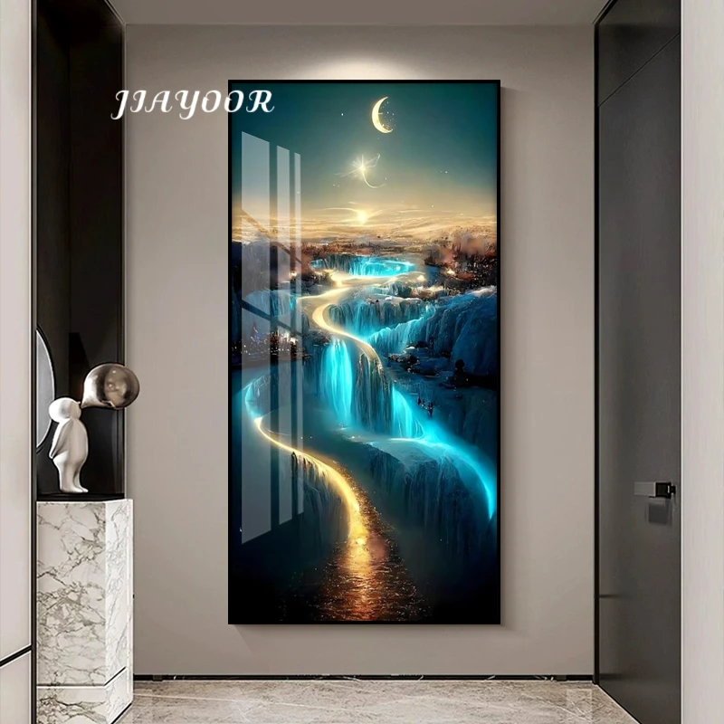 

Flowing Water Brings Wealth Waves Entrances LED Decorations Home Decor Living Room Bedroo Corridor End Hanging Mural Lamp