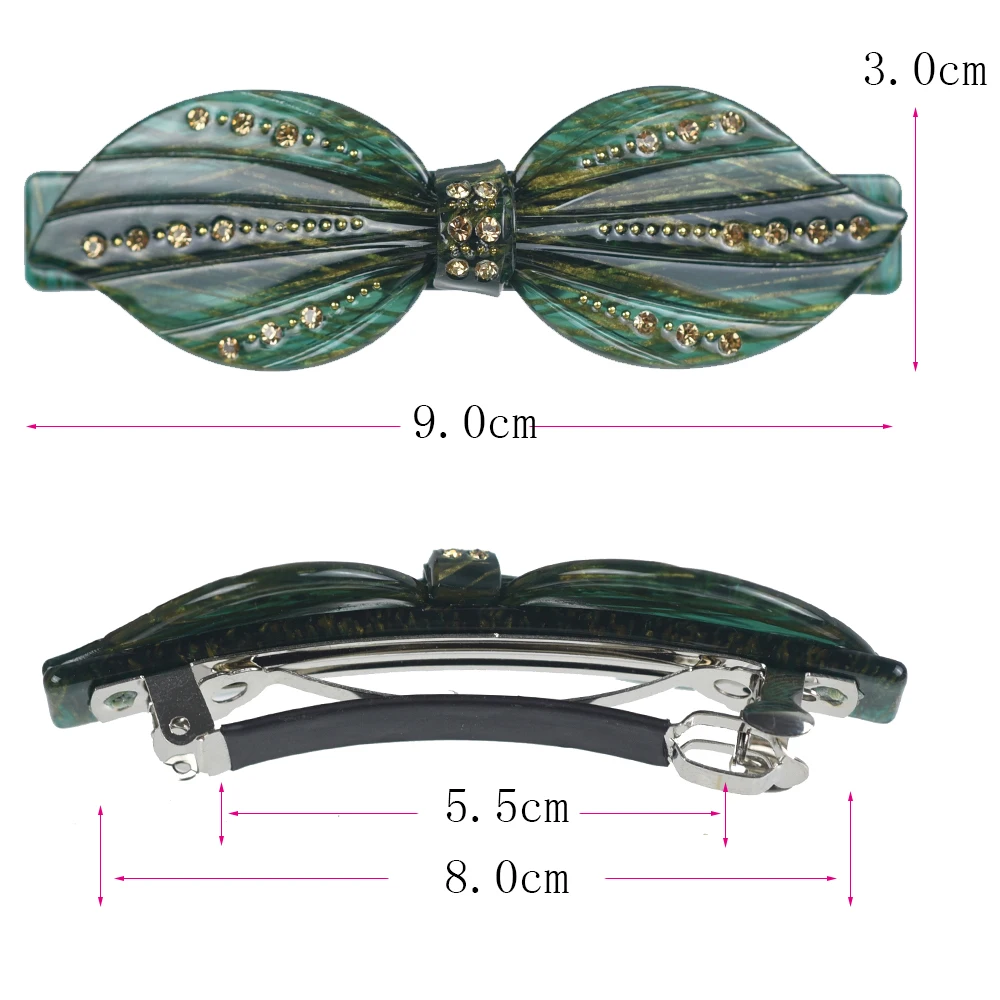 Women Headwear Good Quality Cute Hair Clip Bow Hair Barrette  Acetate Fashion Rhinestone Hair Accessories For Women