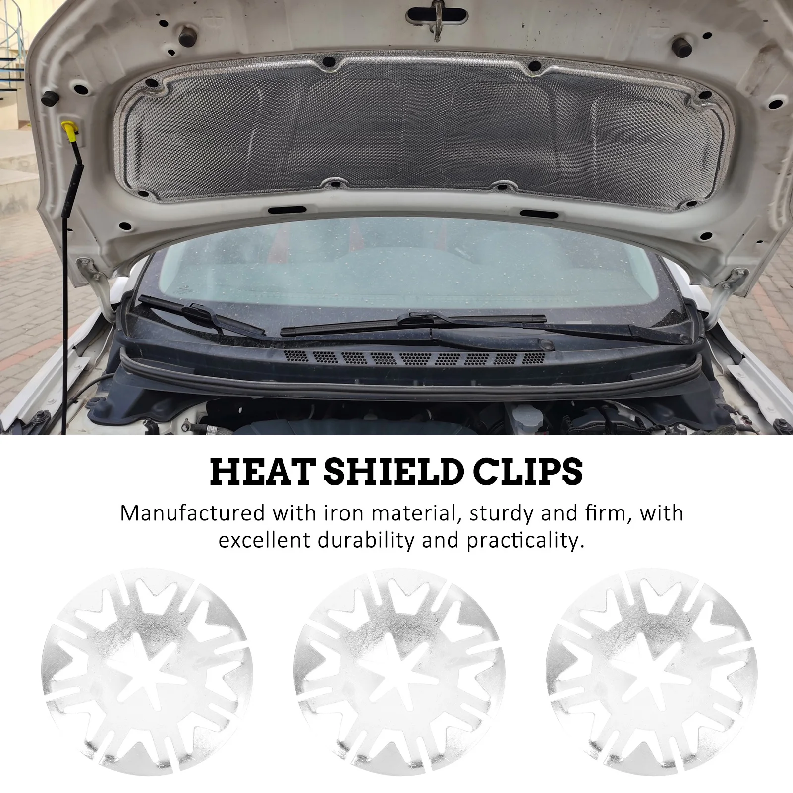 

100Pcs Heat Shield Clips Iron Internal Tooth Washers for Car Hood Fasteners Automotive Push Retainers Exhaust Bumper Wheel Well