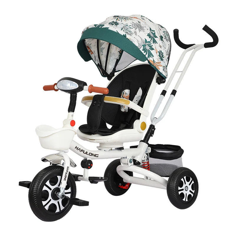 Multifunctional folding children's tricycle, baby bicycle, can lie baby stroller