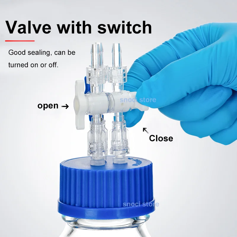 GL45 Negative Pressure Buffer Bottle Glass Sampling Waste Liquid Bottle Chemical Lab Bottle Valve With Switch 100/250/500ml