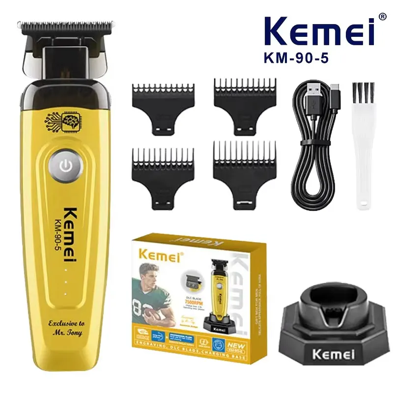 Kemei KM-90-5 Professional Hair Clipper for Barbers Rechargeable 7500 RPM Trimmers Brushless Motor Hair Cutting Machine for Men