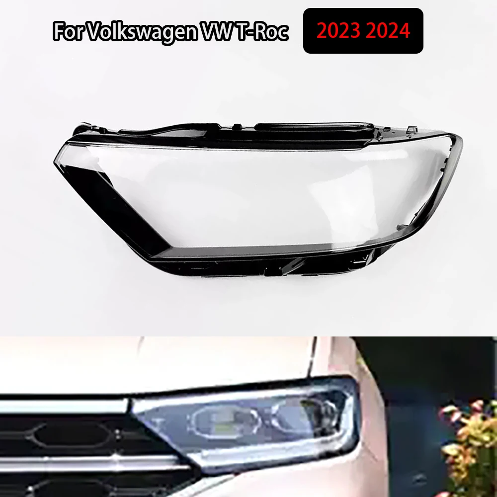 For Volkswagen VW T-Roc 2023 2024 Left Right Transparent Headlight Lens Cover Headlamp Lampshade Lampcover Head Lamp Glass Shell
