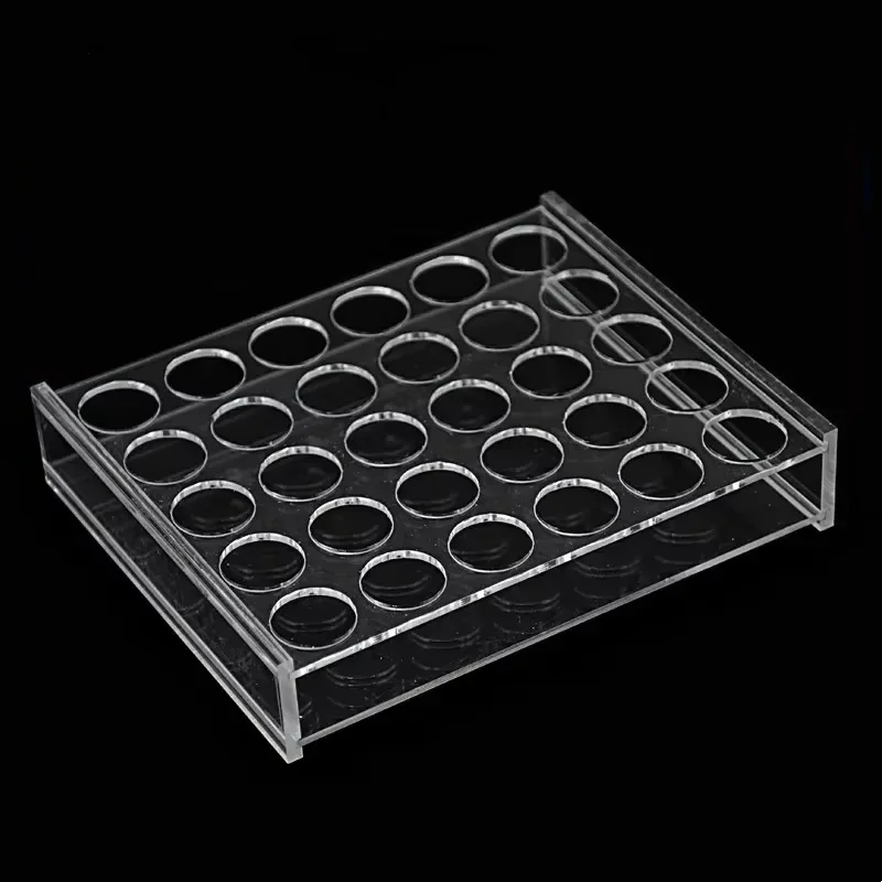 رف شبكي لقوارير الكروماتوغرافيا 10 مل حامل حامل لـ 30 زجاجة عينة تحليلية فتحة 22.5 مللي متر #2