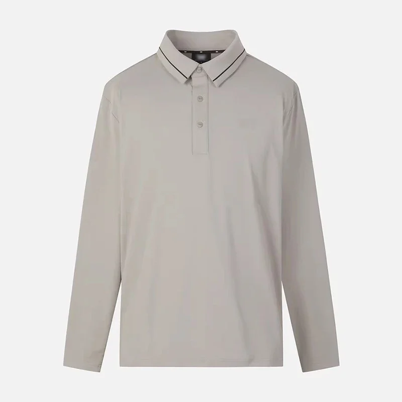 

Spring And Autumn Golf Wear Men's Casual Collar Half Series Buckle Top Elastic Solid Color Long Sleeve Golf Shirt