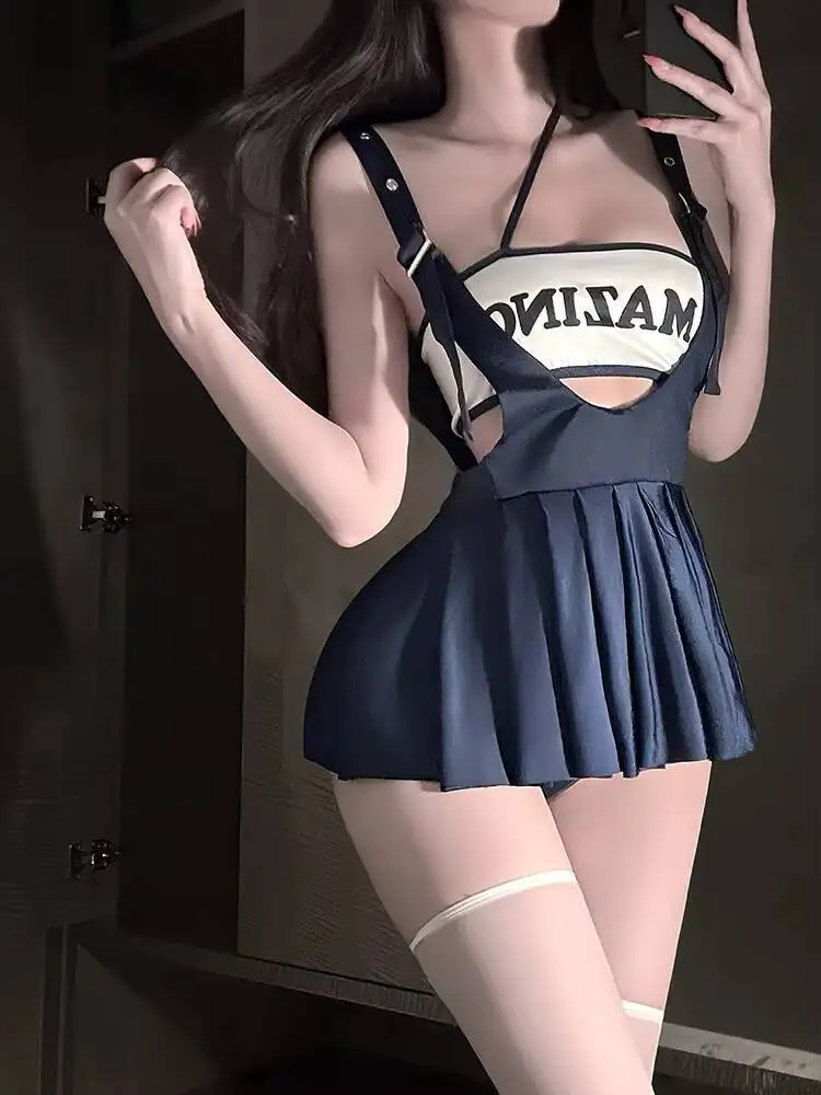 Freilegen von Gesäß, nahtloses sexy heißes Dessous-Set, weiße Strümpfe, Sexanzug für sexuelle Aktivität, Rock, Damenunterwäsche,