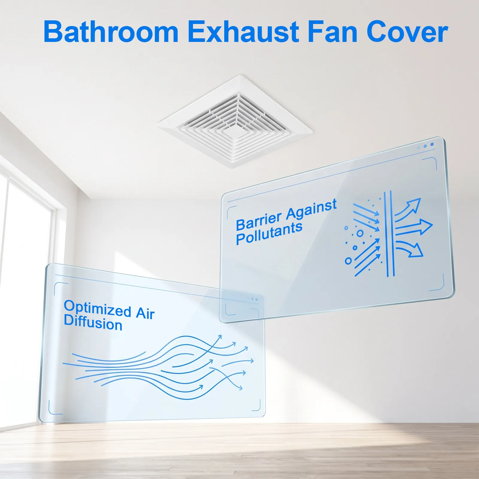 Bathroom Exhaust Fan Cover Plastic Ceiling Wall Mounted Air Diffuser Hood Spring Loaded Panel Ventilation Fan Replacement