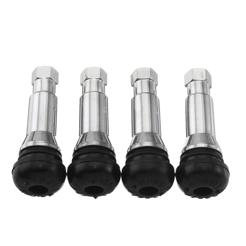 4/8Pcs TR414 Chrome Aluminium Tubeless Tyre Valve Stems Dust Caps Snap In Wheel Tire Valve Stems Rubber Dustproof Cover