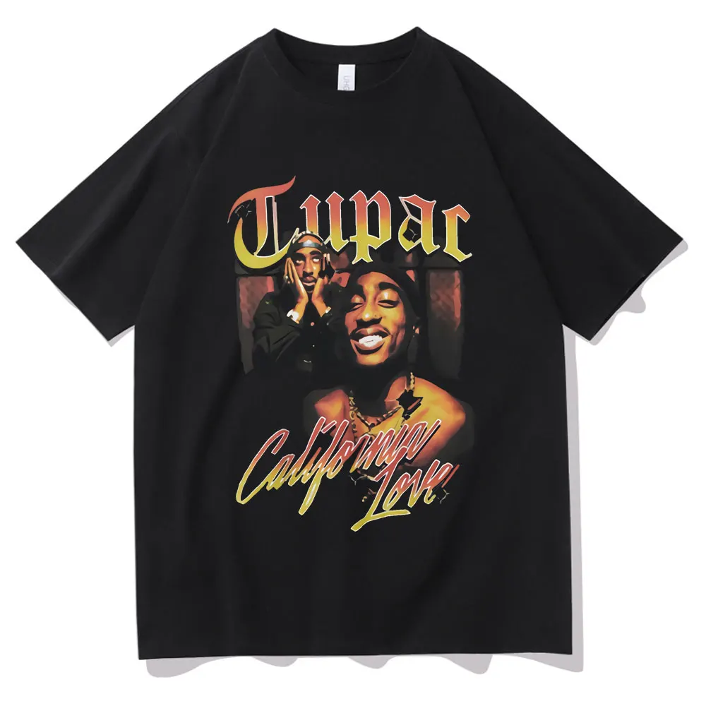 Vintage Punk Vintage Punk Rap Singer Tupac 2PAC Graphic Printed T-shirt Y2K Hip Hop Street Apparel Top Unisex Harajuku Casual