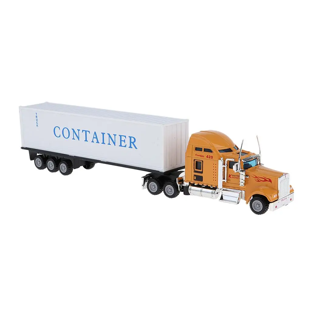 1/65 Simulated Detailed American Vehicle Model Alloy Truck Model Toy Super Long Transport Truck Model Heavy Truck Model