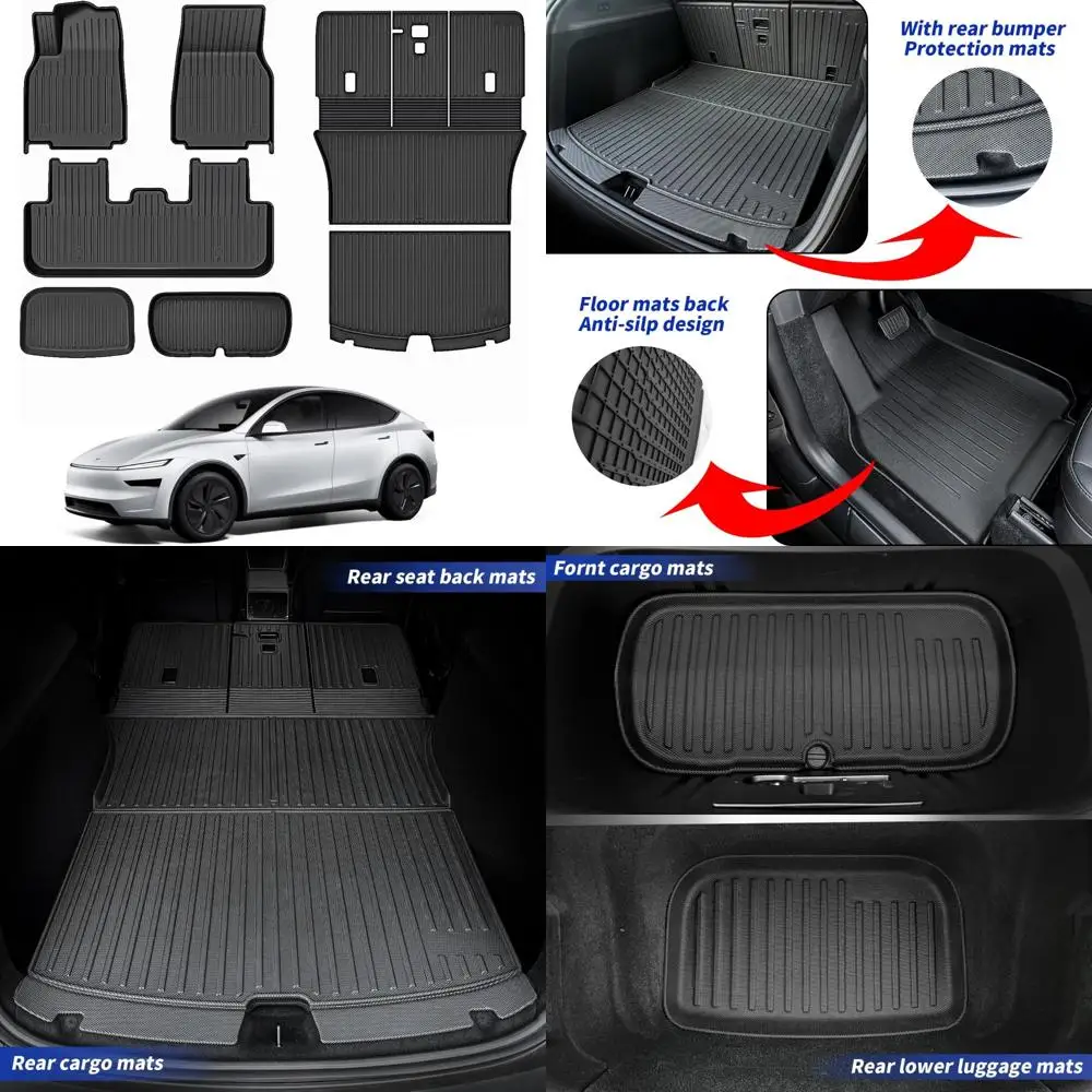 

Напольный коврик для нового модели Y Juniper 2025-2026, 7 шт., полный комплект напольных ковриков с передним и задним грузовым вкладышем и вторым рядом ковриков для спинки сиденья и A
