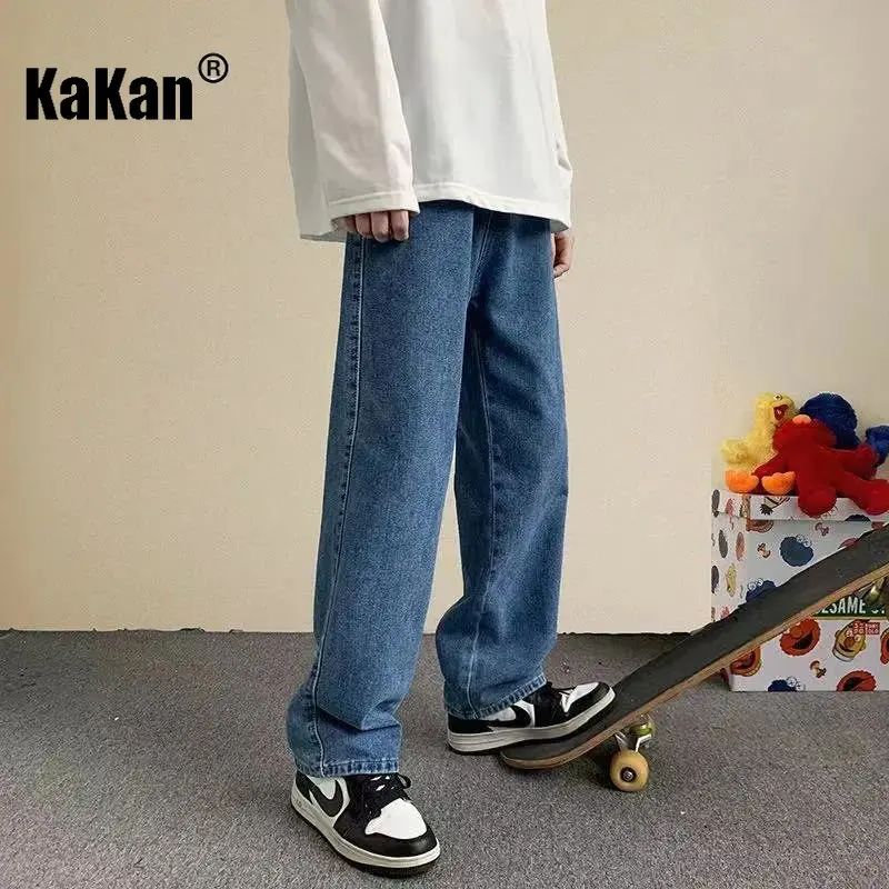 Kakan - New Vintage Loose Straight Leg Casual Jeans for Men, Drop Feel Wide Leg Floor Dragging Jeans K33