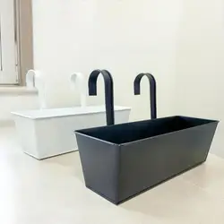 Rectangular Flower Pot with Drainage Holes Outdoor Plant Hanging Pot Rectangular Railing Planter for Balcony for Herbs for Easy