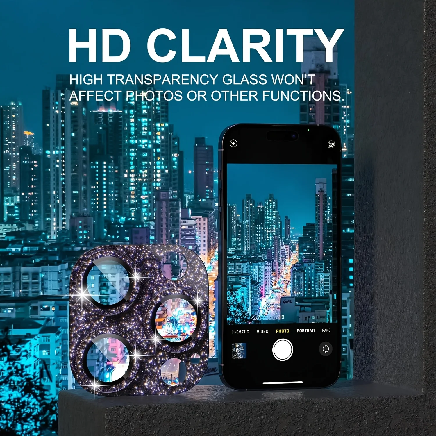 قطعة واحدة من واقي عدسة الكاميرا باللون الأرجواني اللامع لهاتف iPhone 16/15/14/Plus/Pro/Pro Max، زجاج مقسى صلابة 9H، خدوش،