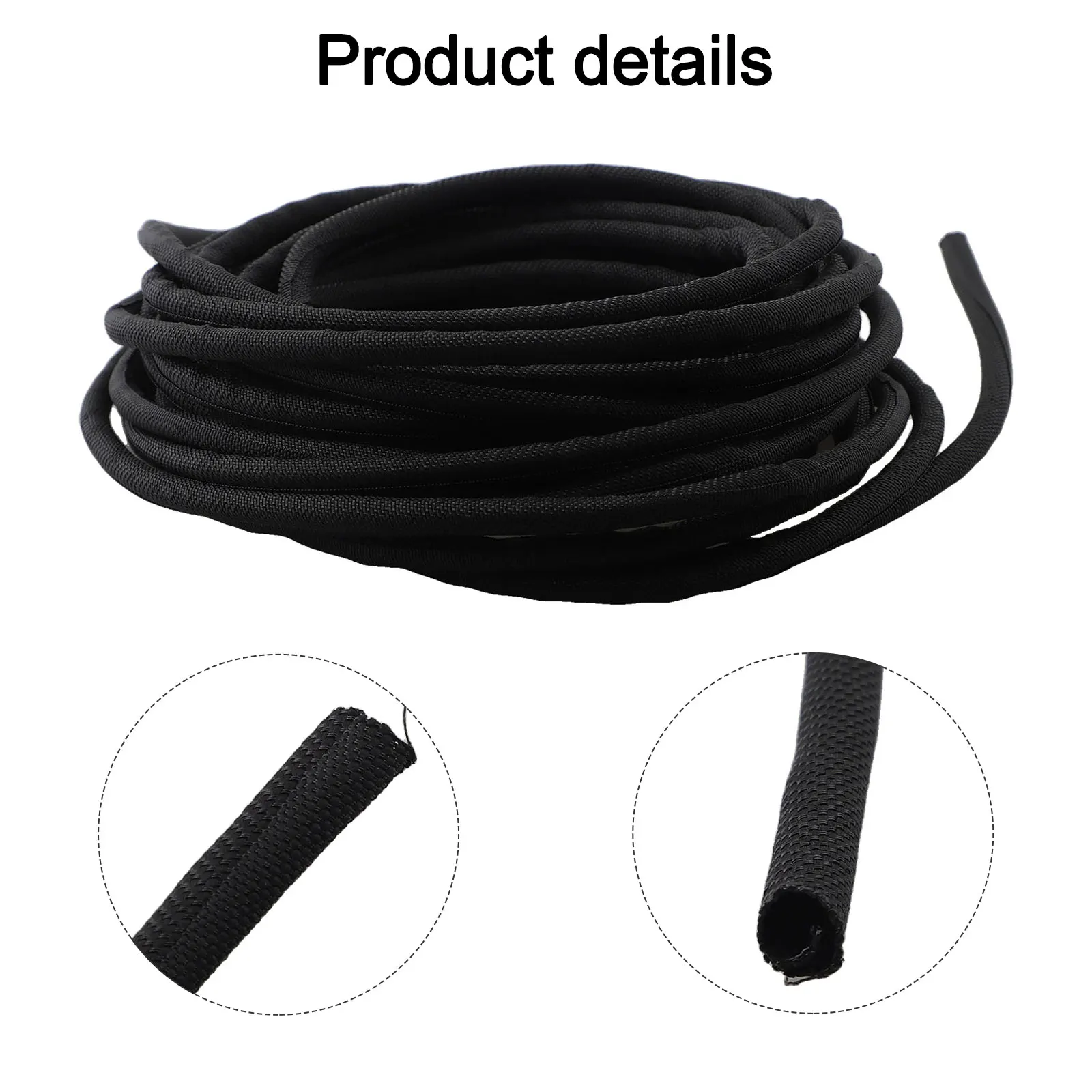 5mm*10m for braided Split-Sleeve Wire Adjustable Length Tangle-Free Thermal Insulation Abrasion Resistant Easy To Install