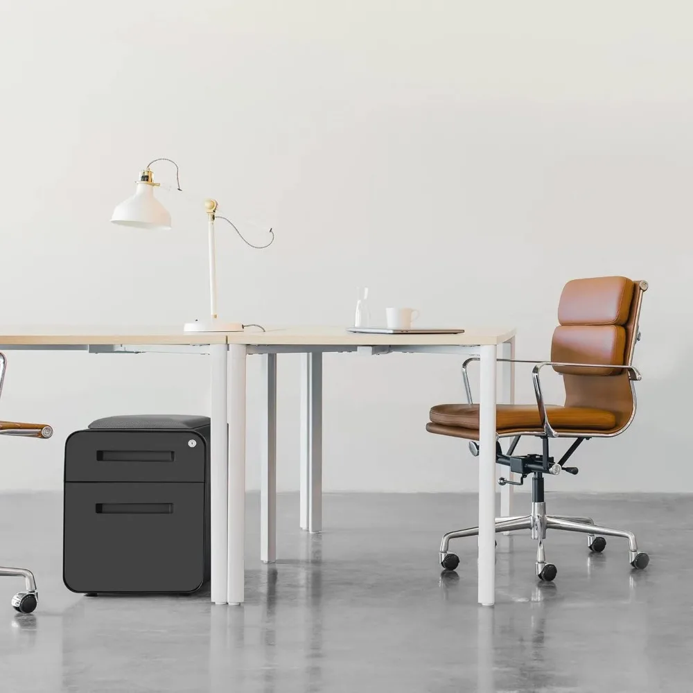 خزانة ملفات متنقلة صغيرة مكونة من درجين من STOCKPILE مع مقعد وسادة مغناطيسي قابل للإزالة - إصدار قصير، خزانة ملفات معدنية، #2