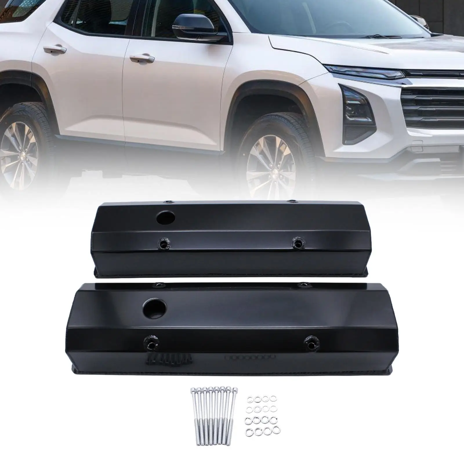 2Pcs Valve Covers Trucks Hardware Automotive Accessories with Rings Repair Replacement Long Bolts for Chevy Sbc 350 383 400