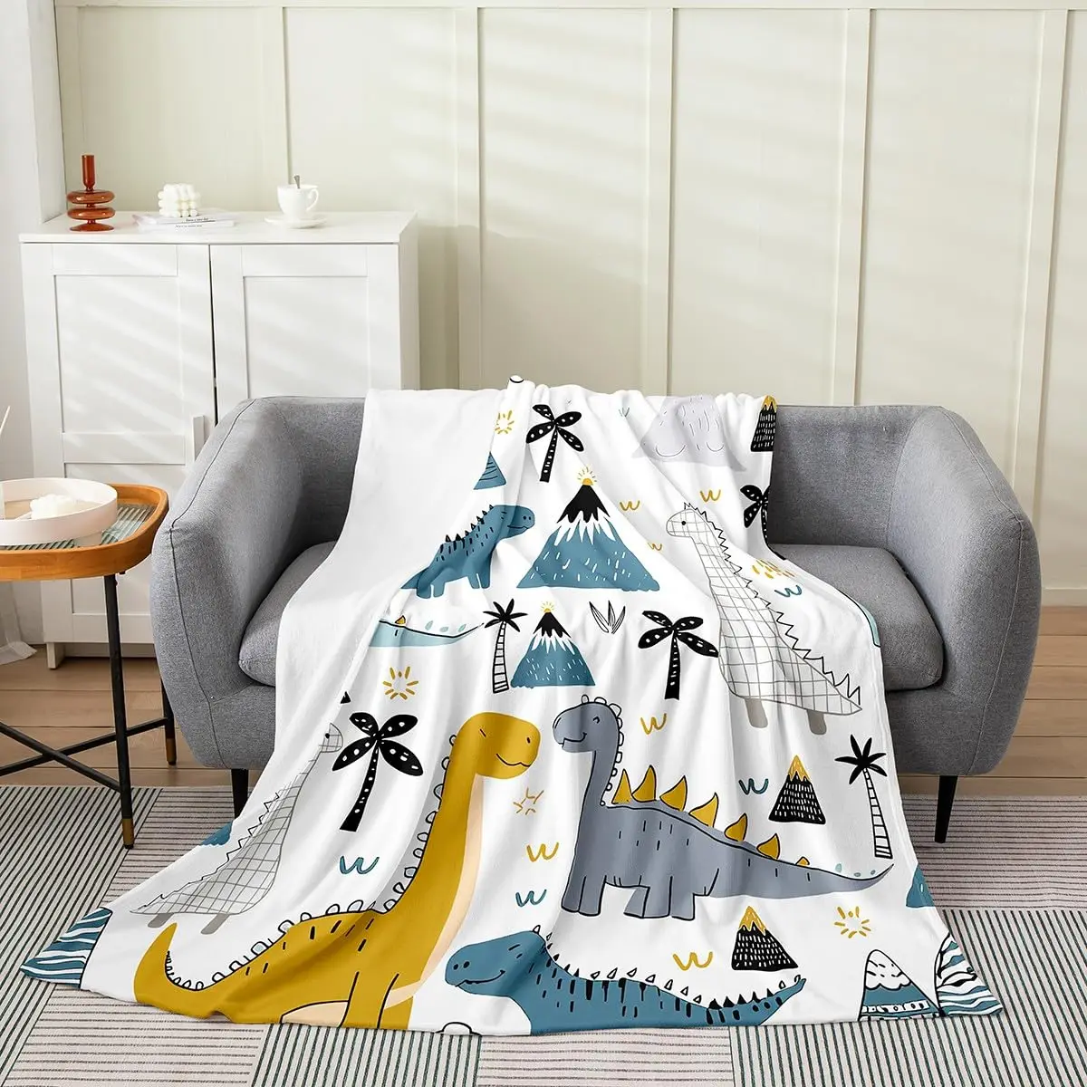 

Kids Dinosaur Throw Blanket Cute Cartoon Dino Flannel Blanket for Boys Girls,Lovely Jungle Animal Blanket Home Room Sofa Bed
