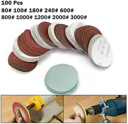 Aluminum Oxide 3 Inch Sandpaper Discs Hook-Loop Sanding Pads For Woodworking Metalworking And Automotive Polishing