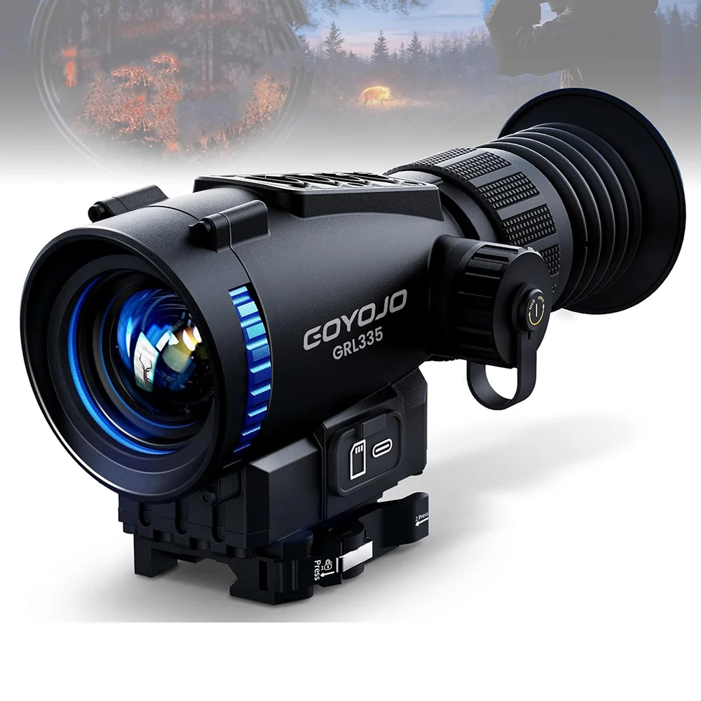 GOYOJO Thermal Scope 384x288 Thermal Imaging Sight with 1500-1800m Distance 12um 55Hz, 64GB Storage RAV Video GRL325/GRL335 for Outdoor Hunting