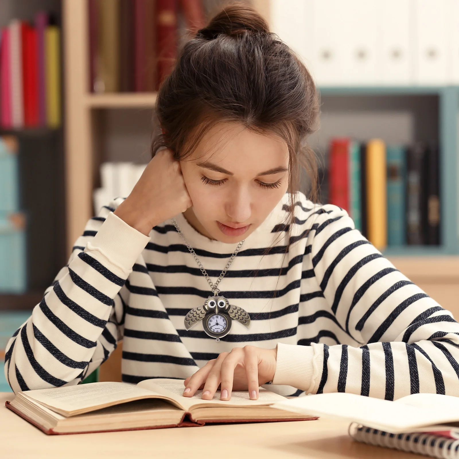 2 قطع ريترو البومة ساعة الجيب الكوارتز سبيكة خمر شنقا قلادة الأزياء الديكور هدية فريدة خمر البومة ساعة الجيب #5